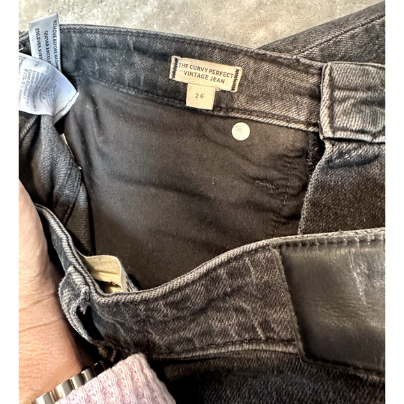 Madewell The Curvy Perfect Vintage Cropped Black Straight Jeans Womens Size 26 - Picture 5 of 10